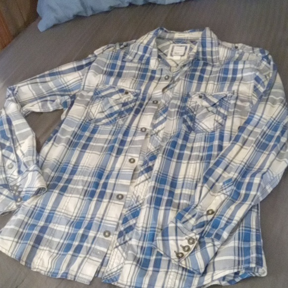 Mens BKE athletic fit large blue button down long sleeve or 3/4 length - Picture 3 of 3